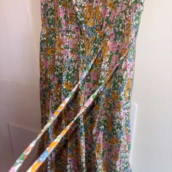 J.Crew x Liberty Floral Faux Wrap Flutter Sleeve Maxi Dress Pockets size 8 - Picture 8 of 13